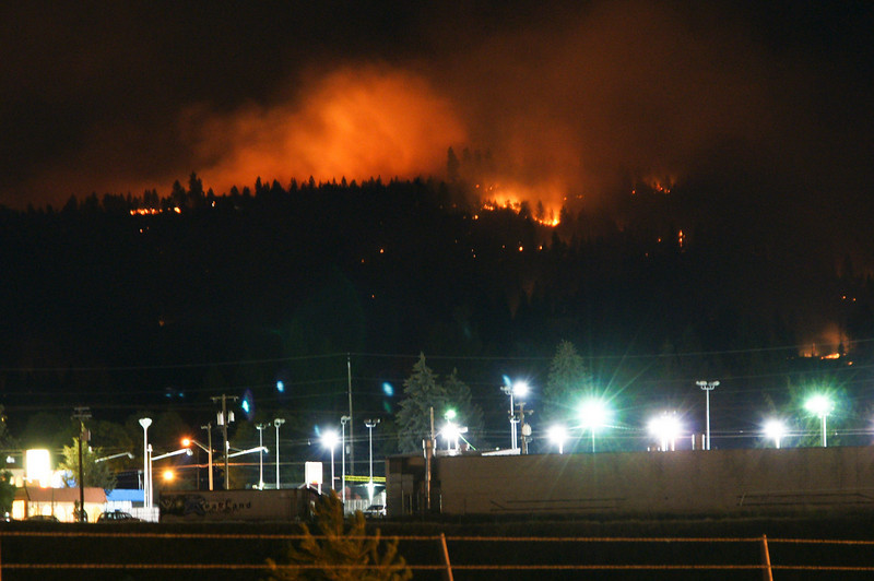 Night view of Spokane fire